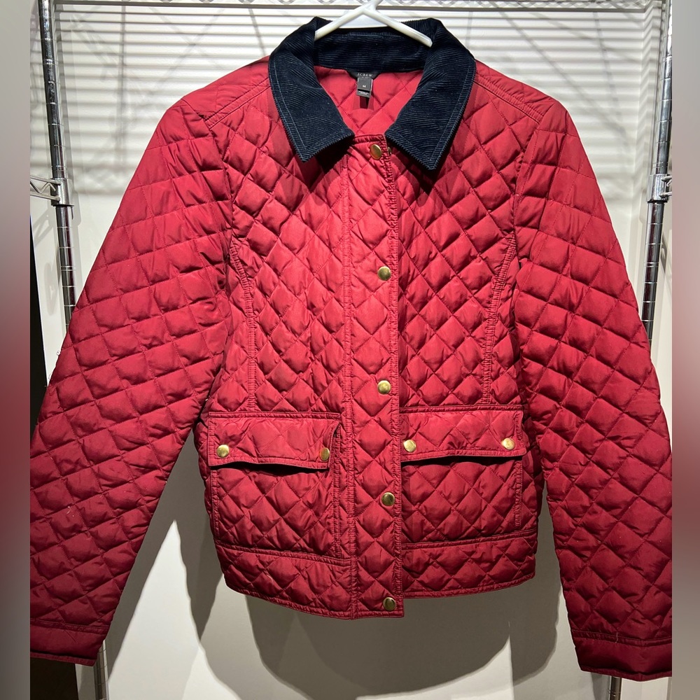 Quilted J.Crew layering jacket - Women’s Size M, Color is a deep Merlot